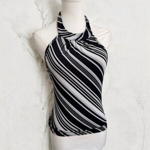 Y2K Black & White Mesh Top halter whimsigoth S